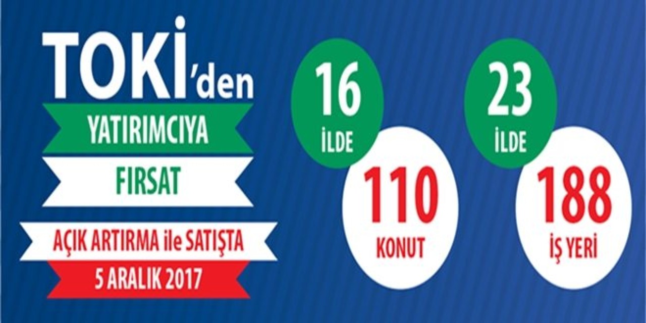 TOKİ 110 Konut ve 188 İş Yerini Satışa Çıkardı