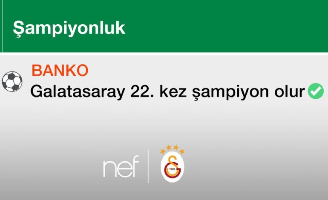 Nef’ten Bilyoner’e “Hoş Geldin” Tweeti: Galatasaray 22’nci Kez Şampiyon Olur!