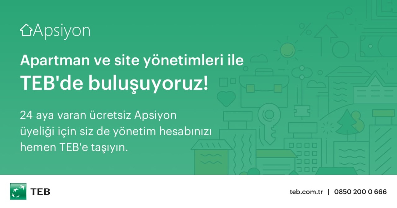 Yönetim Hesabını TEB’e Taşıyanlara 24 ay Ücretsiz Apsiyon Üyeliği!